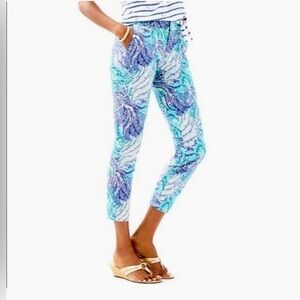 Lilly Pulitzer Shana Stretch Crop Chino Pants Blue Current Fantasea Women’s Sz 4